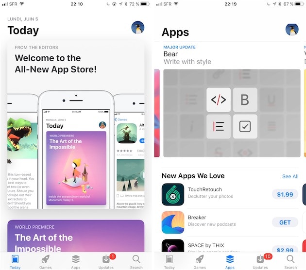 Une nouvelle version de l'AppStore